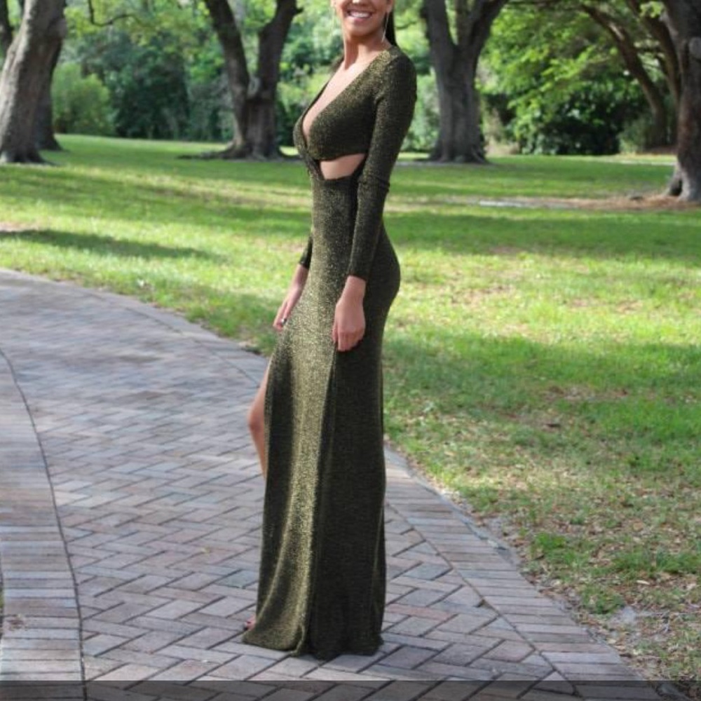 Gold and black tencel gown open chest